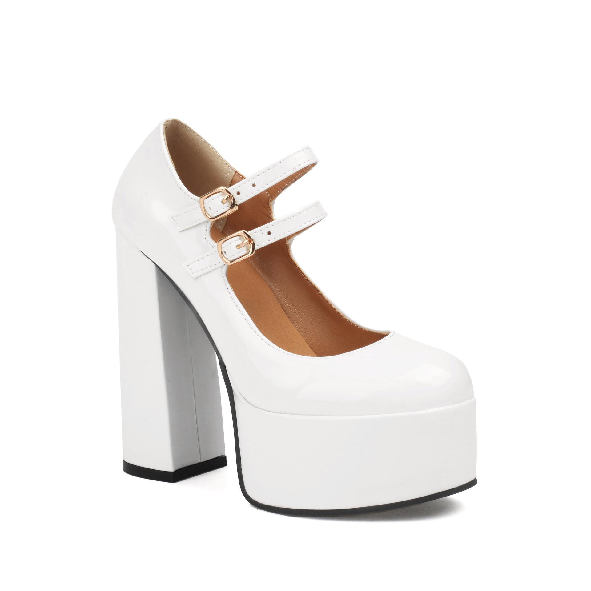 Ultra High Chunky Heel Double-Strap Mary