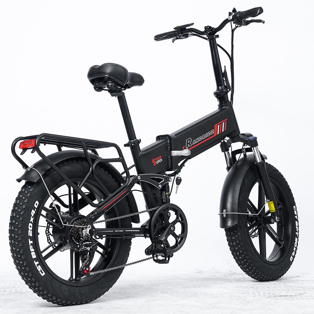 RANDRIDE YX20M Urbane Elektrofahrräder 500W Motor 48V 17Ah Akku 20x4-Zoll-Reifen mechanische Scheibenbremsen.