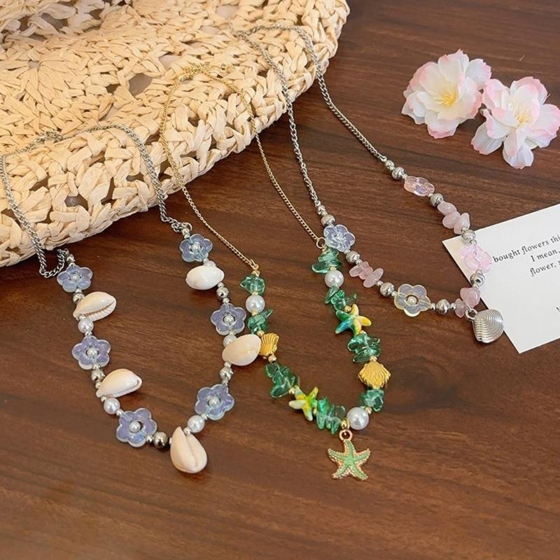 Multifuntional Shell Pendant Necklace Beaded Necklace Fashionable Clavicle Chain Necklace Perfect for Various Occasion