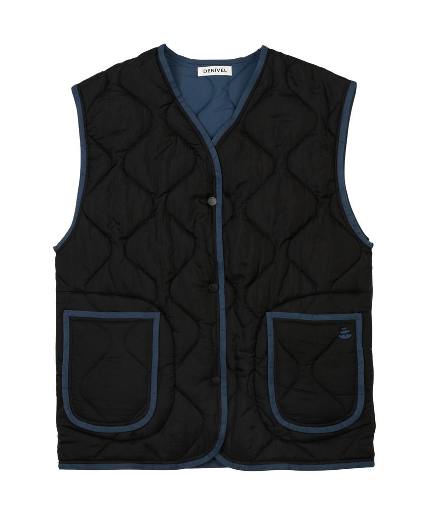 Denivel Reversible Quilted Vest (Black)