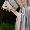 Women's Ethnic Striped V-Neck Midi Dress