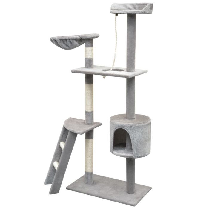 Arbre à chat - vidaXL - 150 cm - Gris - Sisal - Peluche douce