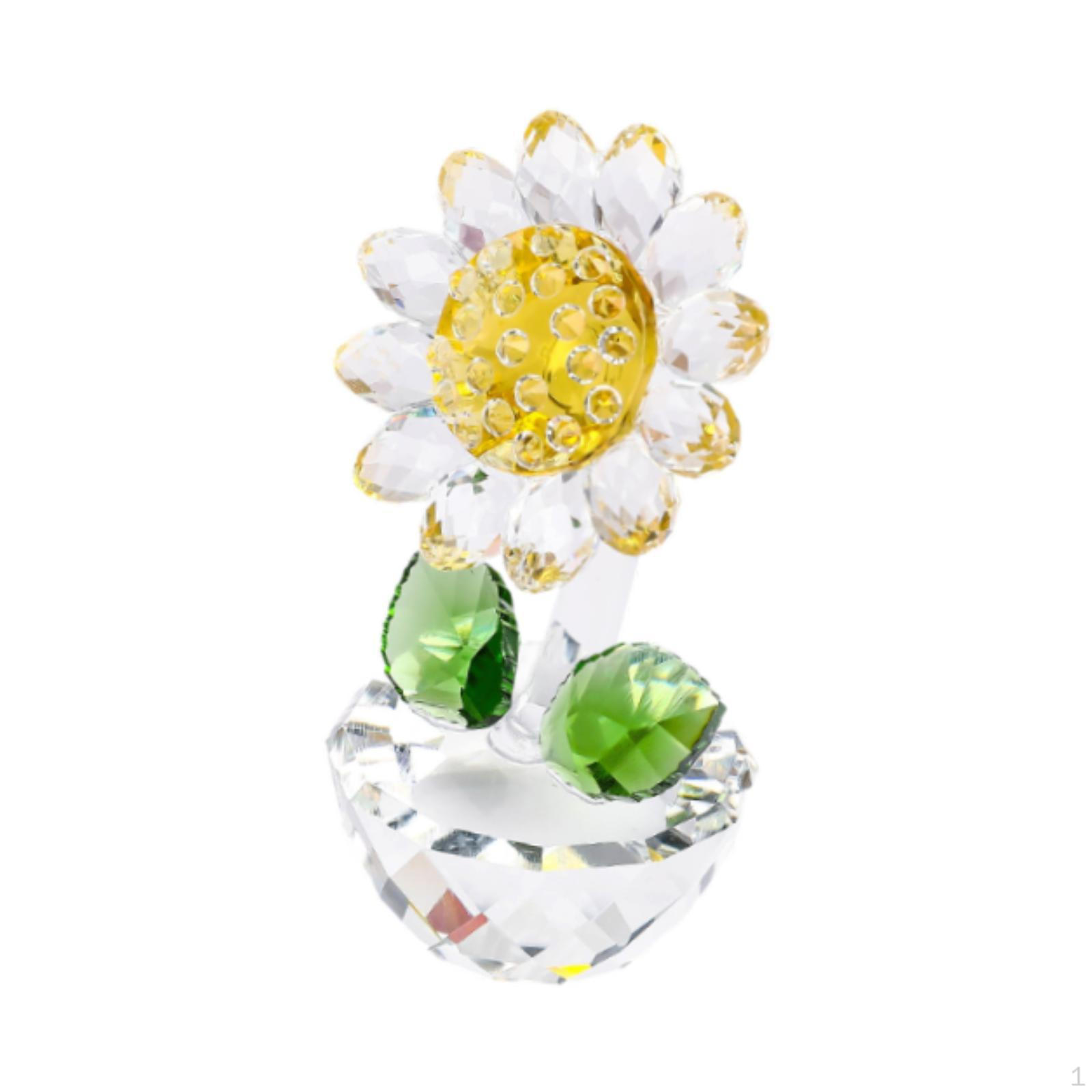 

Collectible Sunflower Glass Ornament for Table Decoration Small Piece with Bud