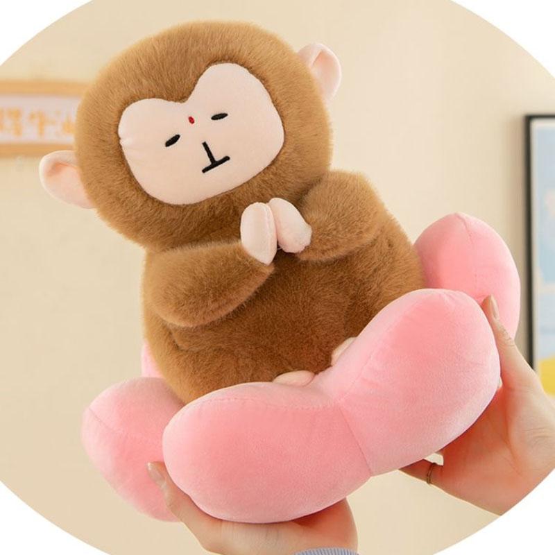 Süßes Meditationsaffen-Stofftier Weiche gefüllte Lotusaffen-Puppe Ruhige Affen-Stofftierkissen Perfektes Geburtstags-Stressabbau-Geschenk