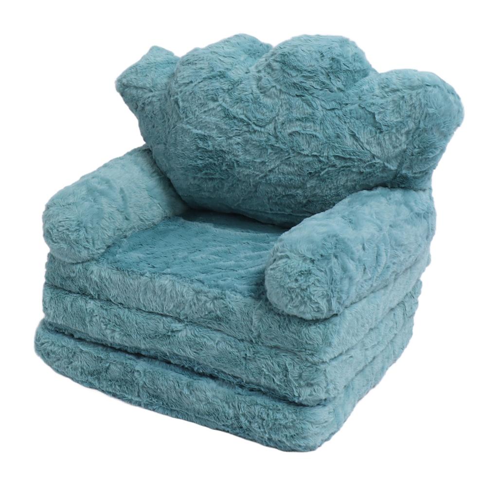 Out Chair Green Fold Out Couch Crown Cute Soft Comfortable Kids Sofa for Boys Girls Home School Kindergarten