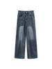 Women's Blue High-Waist Wide-Leg Jeans - Spring/Summer Floor-Length