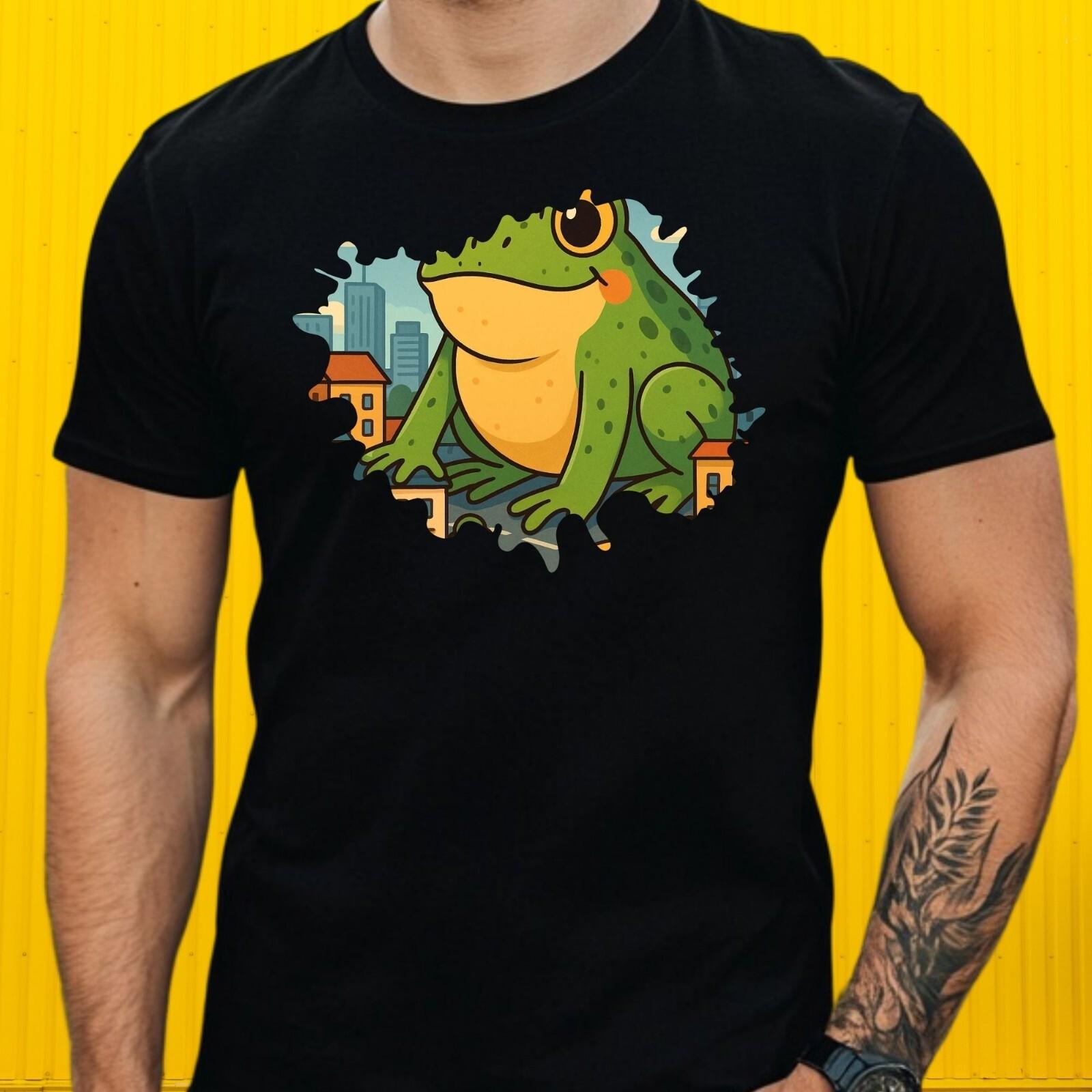Mens T-Shirt Giant Frog Motif Cotton Size XS to 5XL- L