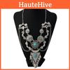 Wing Alloy Vintage Necklace With Turquoise Embellishments For Boho Style
