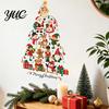 Bedroom Wall Stickers Christmas Tree Shape with Xmas Elements/Puppy/Kitten Patterns, Self-Adhesive PVC Decals, Decorative Decor Removable Art