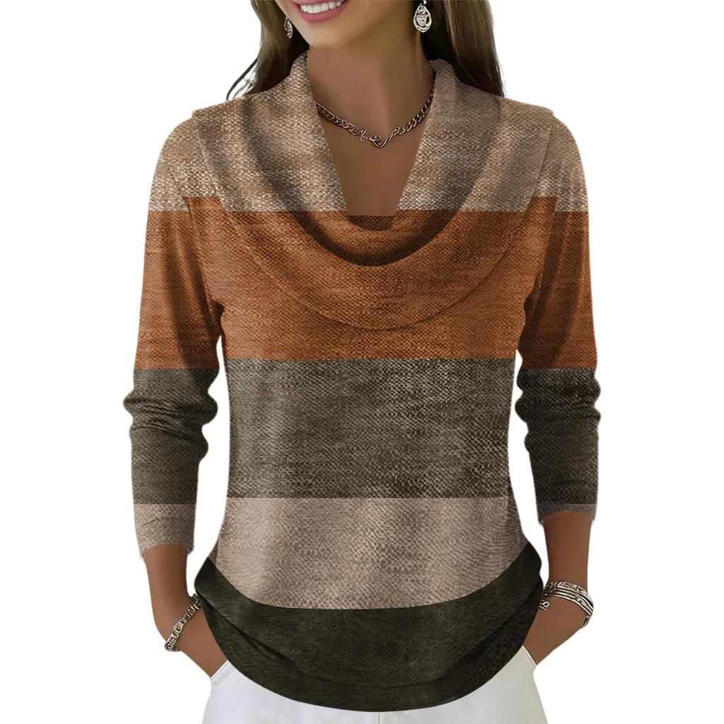 Dámský ležérní a módní svetr s dlouhým rukávem a potiskem, kulatým výstřihem