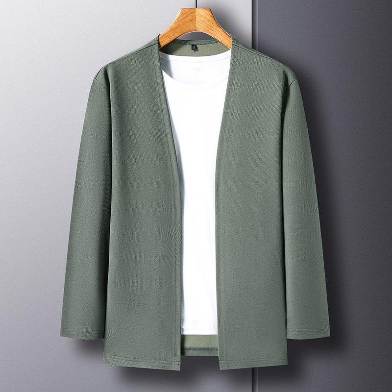 Top lavorato a maglia tinta unita autunnale da uomo, Maglia casual, Cardigan alla moda, Giacca da uomo sottile