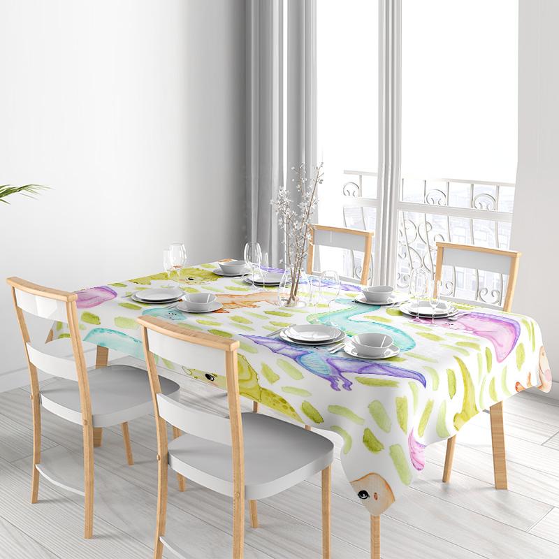 Vibrant Seashell TableclothWaterproof Dinner Placemats with Soft Coral Fish Pattern for Kitchen Decoration 150x230cm