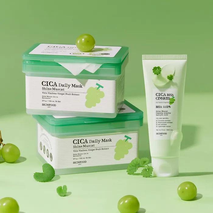 [Smooth Skin Care] Shine Muscat Cica BHA Daily Mask 60 Sheets & Cream 70ml