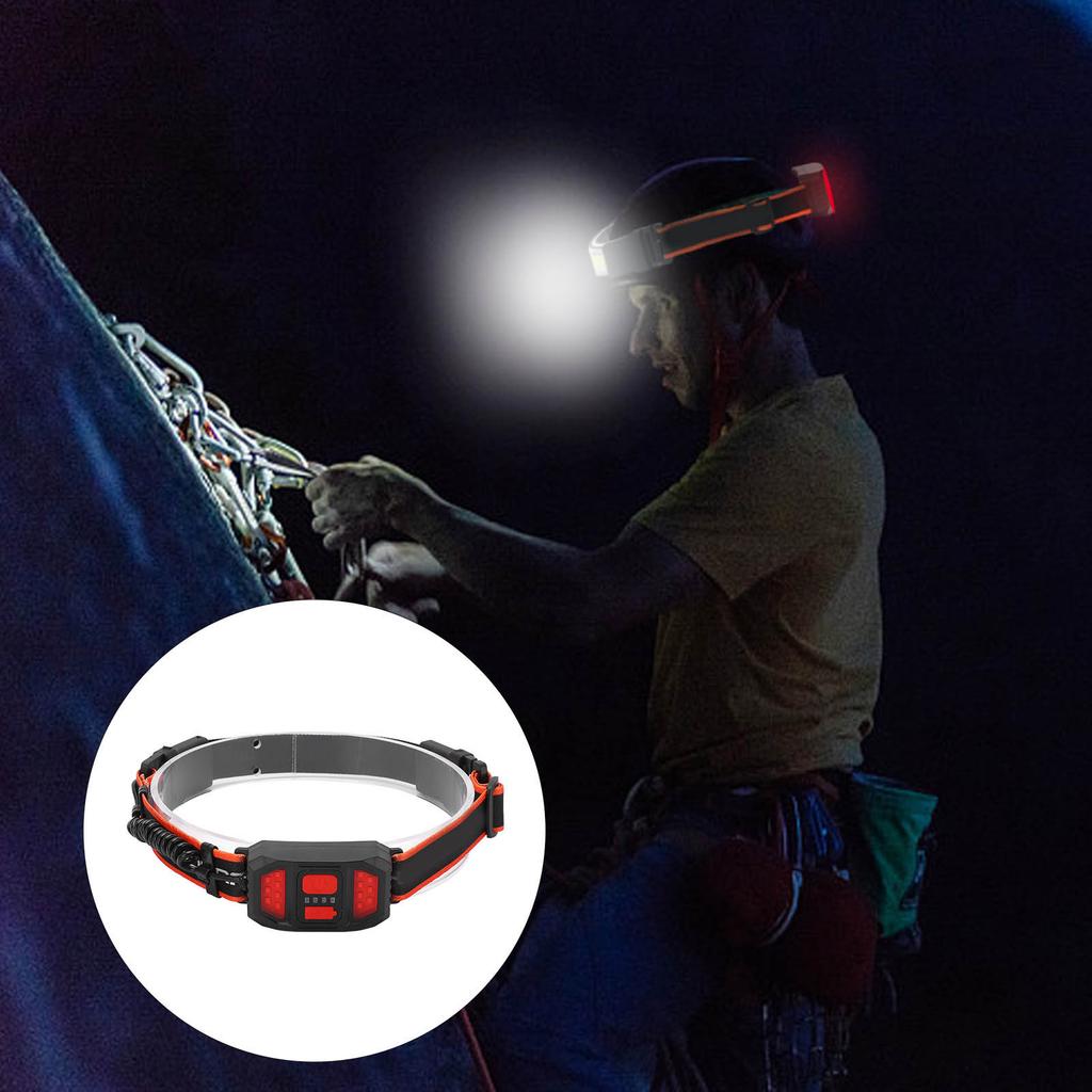 USB Rechargeable LED Headlamp Waterproof Outdoor Red Light Warning Head Light for Camping
