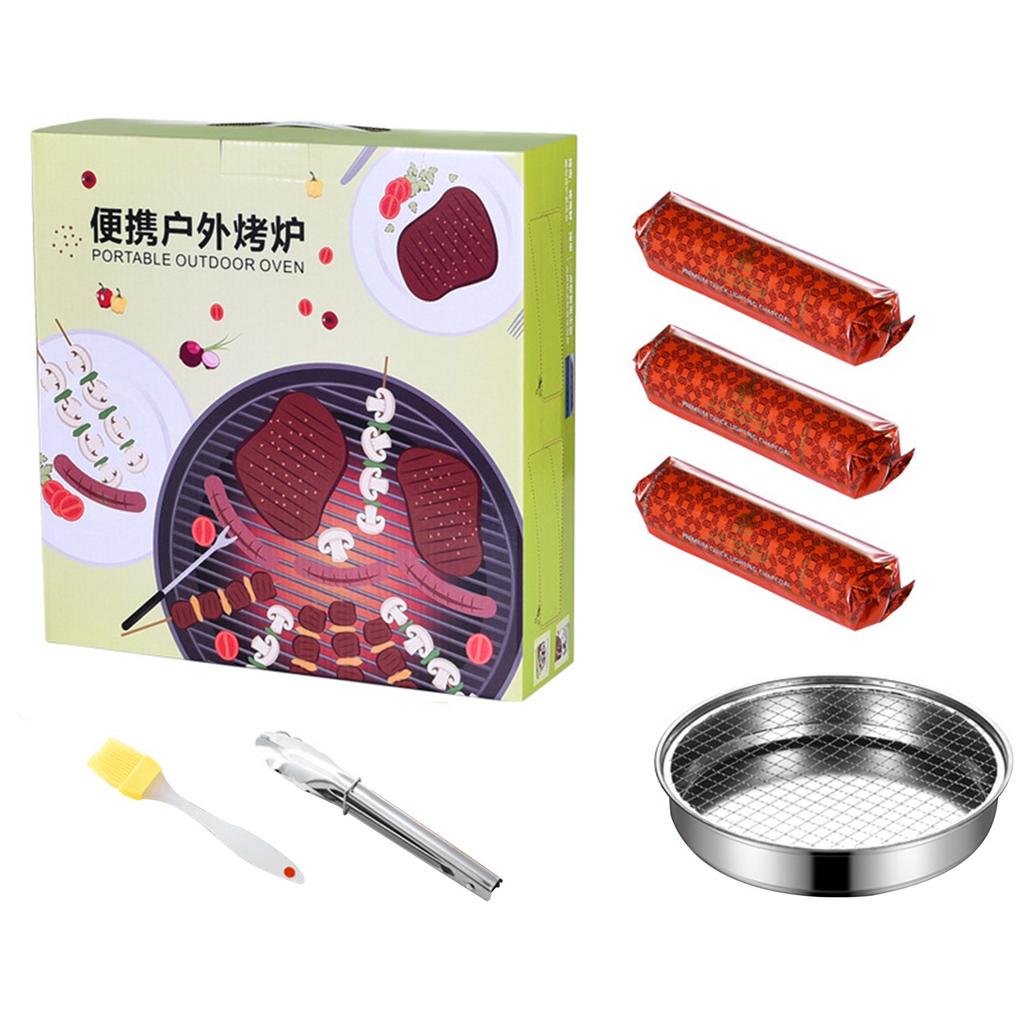 Disposable BBQ Grill Fast Ignition Smokeless Prevent Scalding Shell Portable Outdoor Charcoal Grill for Picnic 28cm