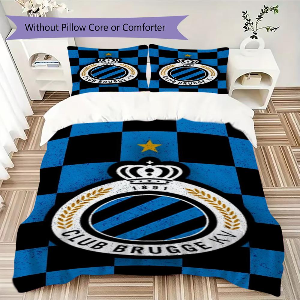 Club Brugge K V Pattern Bedding Uilt Set Uilt Cover Pillowcase Home Decoration Birthday Gift (1 * Duvet Cover + 2 * Pillowcase Without Core)
