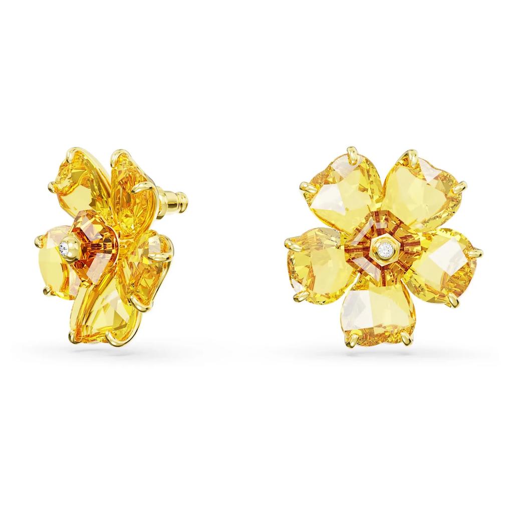 Swarovski Idyllia Stud Earrings Flower Yellow Gold Tone Plated 5650571