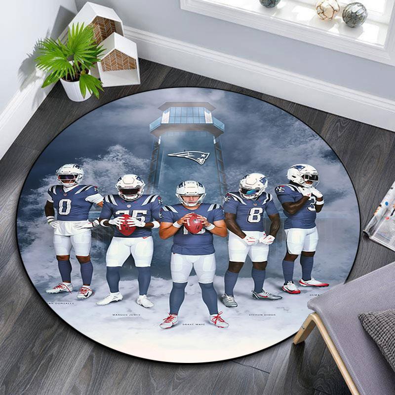 Patriots Players Pattern Round rug,Carpet Rug for Living Room Bedroom Playroom ,Non-slip Floor Mat,Holiday Gifts and Birthday Gifts.
