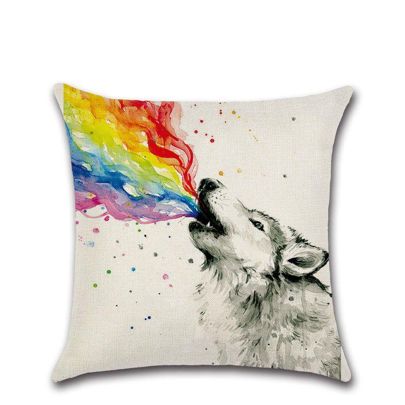 Versatile Cotton Linen Cushion Cover Featuring Cartoon Rainbow Animals For Stylish Decoration