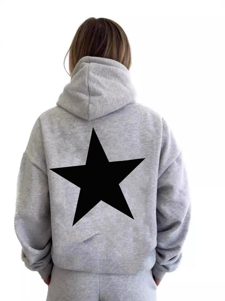 Star Patterned Oversize Y2K Hoodie Fashionable Sportswear Male Sweatshirt Men's Women's Hooded Oversize Street Hoodie