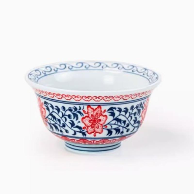 Antique Lotus Hand-pressed Cup Kung Fu Teacup Blue and White Underglaze Host Cup Small Tasting Tea Bowl Chinese Gongfu Teaware