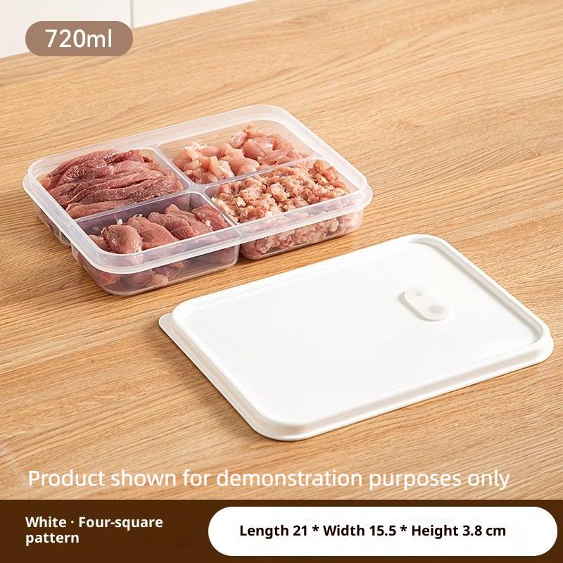 Refrigerator Storage Box Packed Meal Crisper Food Grade Sealed Food Frozen Meat 2/4/6 Compartment Refrigerated Storage Box