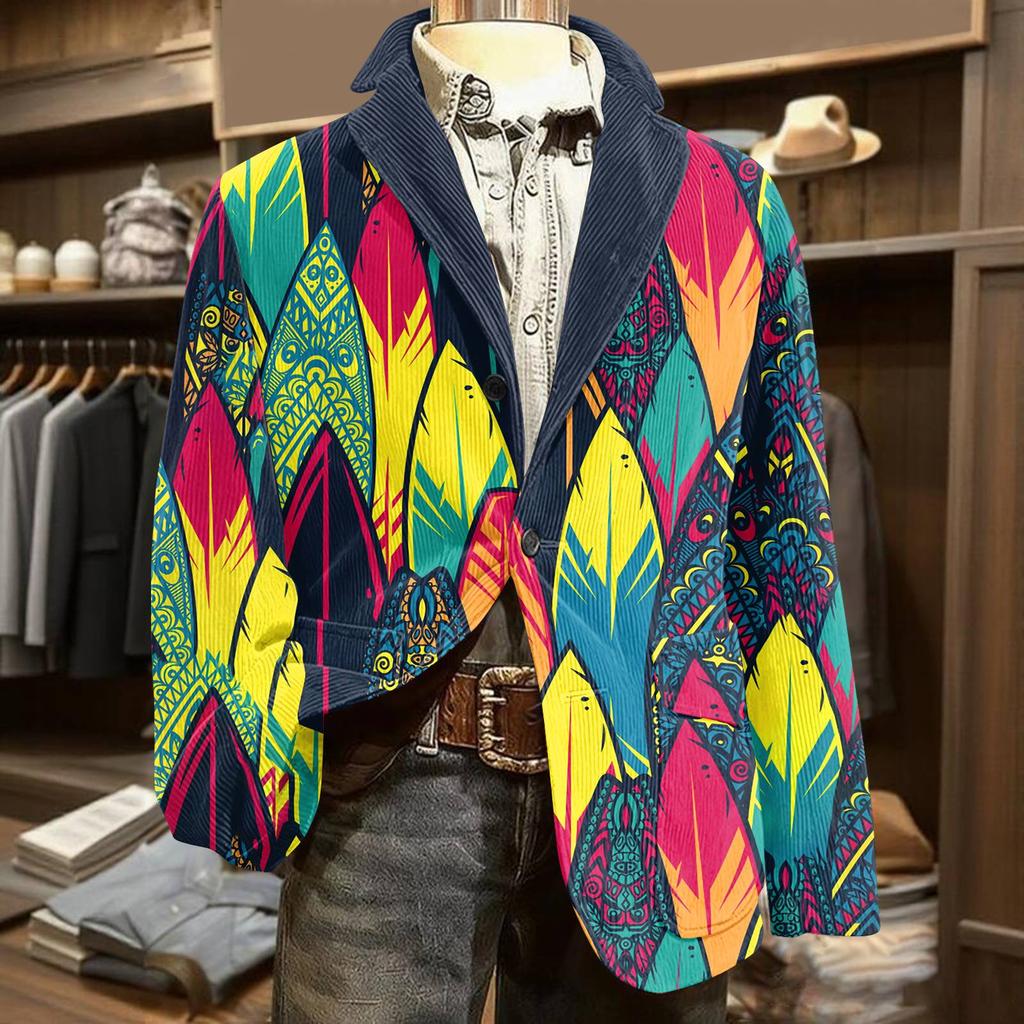 Herren Druck Kord Warm Taschen Anzugjacke Cardigan Herren Freizeitanzug
