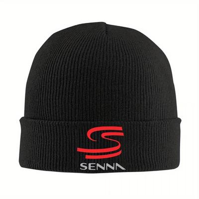 Logo Ayrton Senna Knit Hat Beanies Winter Hats Warm New Cap Men Women Gifts