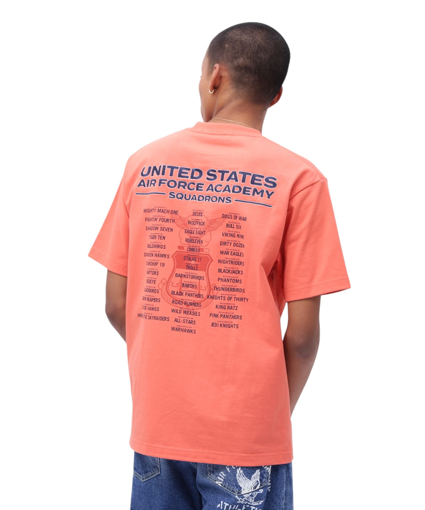 

Avirex USAFA SQUADRONS EMBROIDERY Short Sleeve Size M T-SHIRT, Men s T-Shirt, (150), Orange, 783-5134014