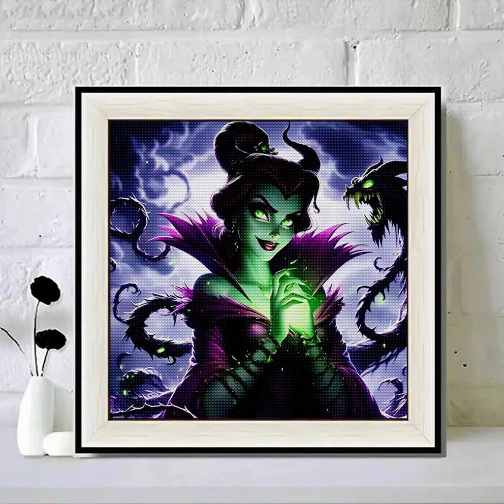 5D DIY Diamond Painting Decorative Evil Witch Full Round Drill Scenery Diamond Embroidery Cross Stitch Kits Home Decor Gift