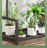Wrought Iron & Wood Multi-Layer Flower Pot Stand for Balcony or Living Room