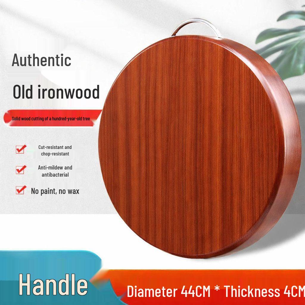 Authentic Antibacterial Ironwood Round Cutting Board - Solid, Non-Stick, and Anti-Mildew for Home and Commercial Use.