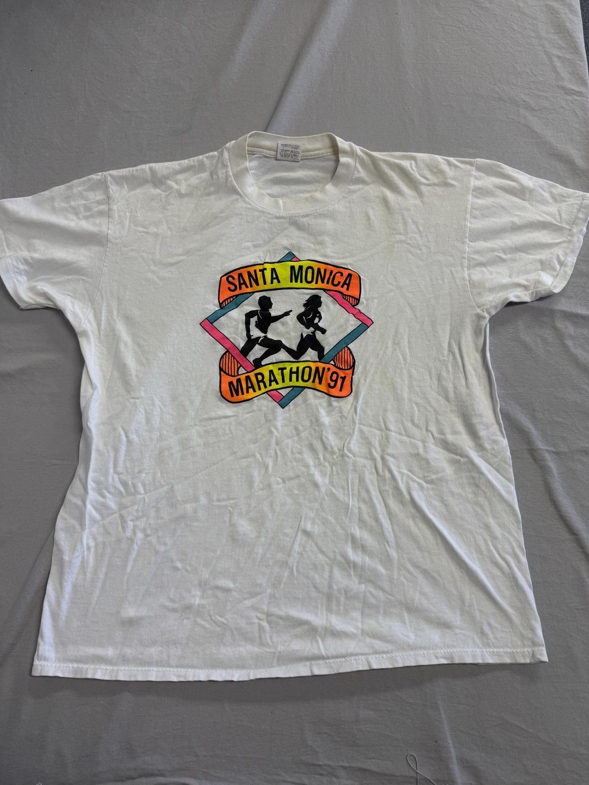 Vintage Santa Monica T-shirt California Marathon 1991 XL XL