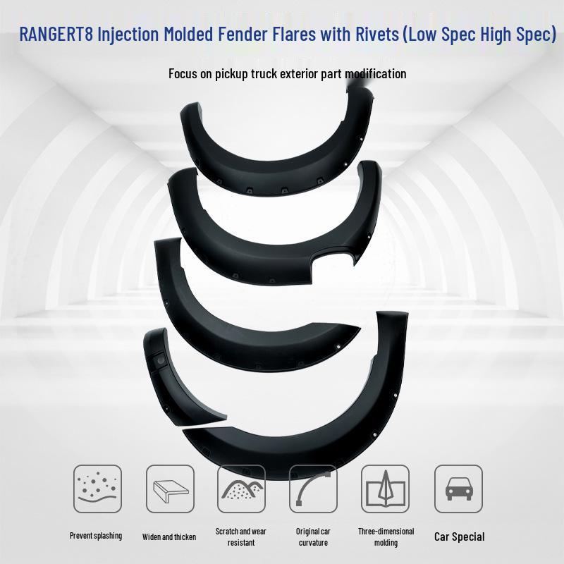 

Ford Ranger T7 T8 Injection Molded Wheel Arch Fender Flares & Mudguards for High/Low Trim. Yes чёрный
