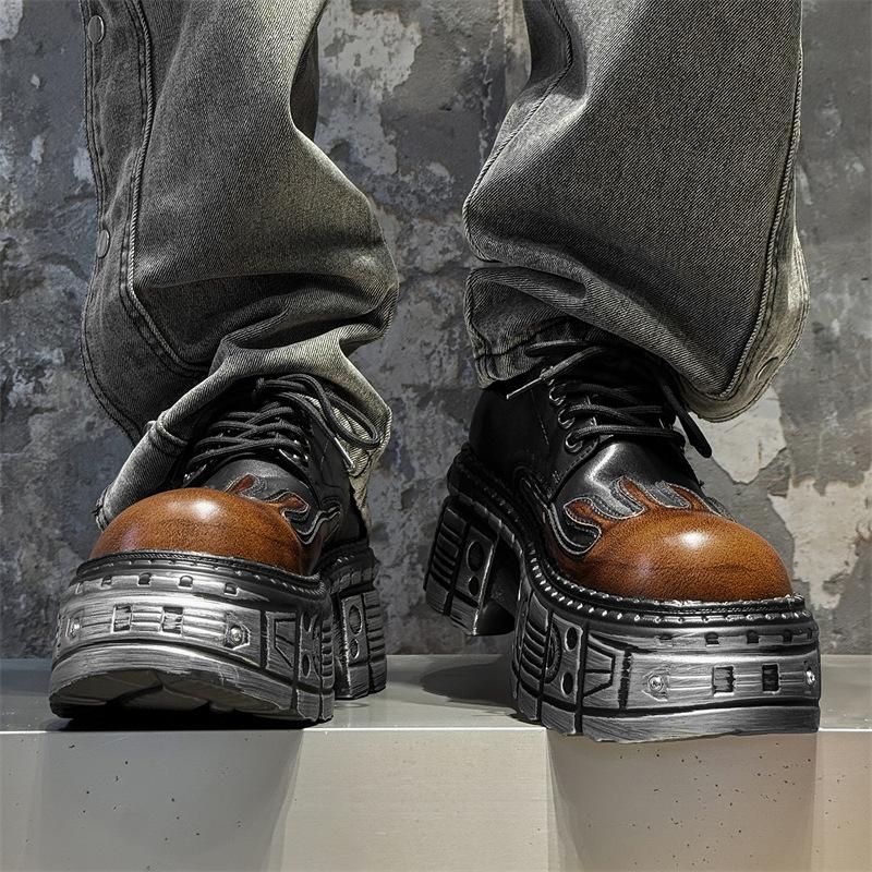 Woman Sneakers New Punk Style Women Shoes Gothic Ankle Rock Boots Lace-up Heel Height Platform Shoes Woman Metal Decor