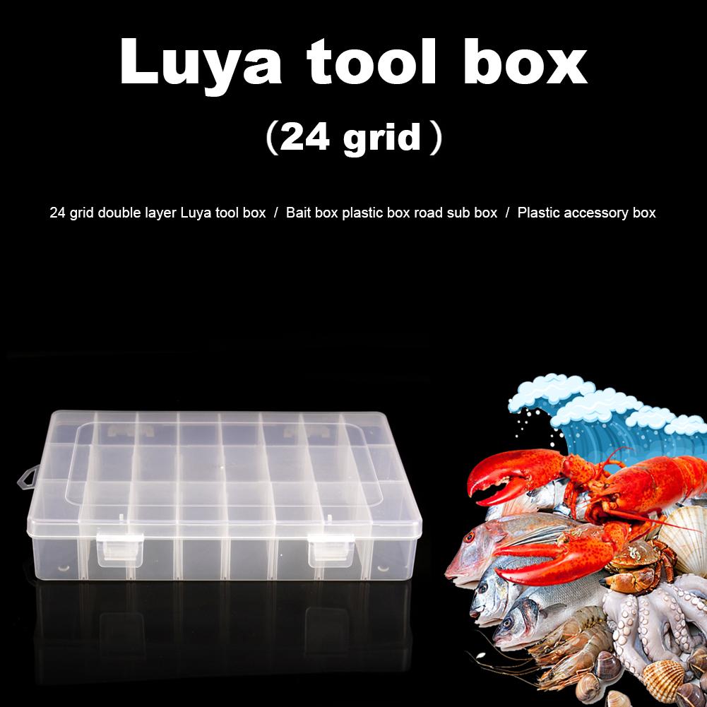 10/15/24 Grids Fishing Tackle Box Squid Jig Hard Lure Tool Case Visible Fishing Tackle Box Clear Storage Organizer for Fishing