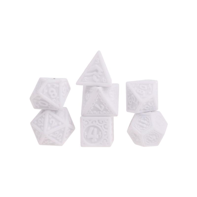 

7Pcs/set Polyhedral Acrylic Dices Multi-faced Various Shapes Digital Game Dices for Club Party Family Board Game Props білий