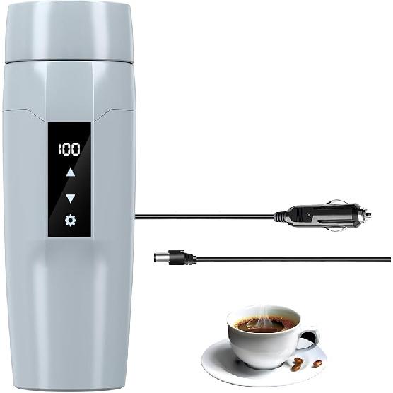 Portable Car Heating Cup, 350 ml Travel Electric Kettle, 304 Stainless Steel Liner Car Heated Mug, 40~100℃ Adjustable, 12V 80W Fast Boiling Bottle,
