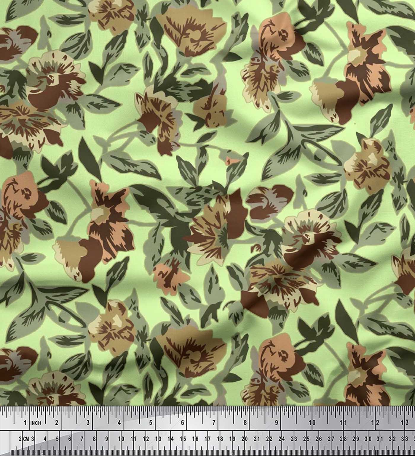 

Soimoi Cotton Cambric Fabric Leaves & Floral Decor Fabric Printed metre 42 Inch 42 Inch Wide - Viscose Chiffon зелений