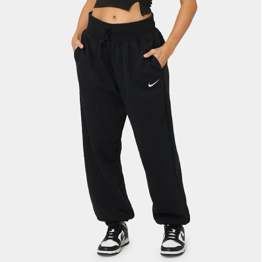Nike Solid Color Logo Oversize High-Waisted Fleece-Lined Jogger Sweatpants Women Bottoms Black DQ5888-010