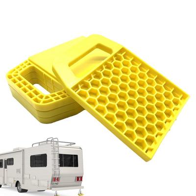 RV Stabilizer Jack Pad Permanent Attached Jack Stabilizers 4pcs Large RV Stabilizer Jack Pads With Handle Chock Blocks For