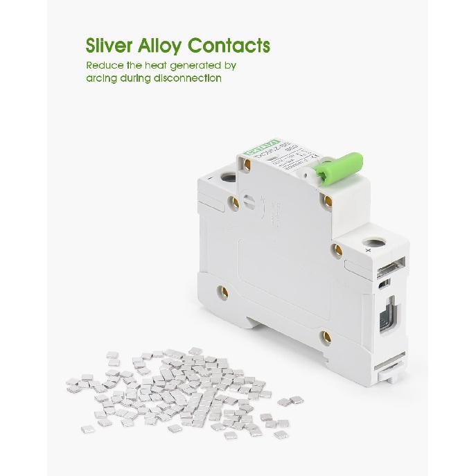 12V-110V DC Miniature Circuit Breaker, 60 Amp 1 Pole Battery Breaker Protector for Solar PV System and RV, Thermal Magnetic Trip, DIN-Rail/Surface