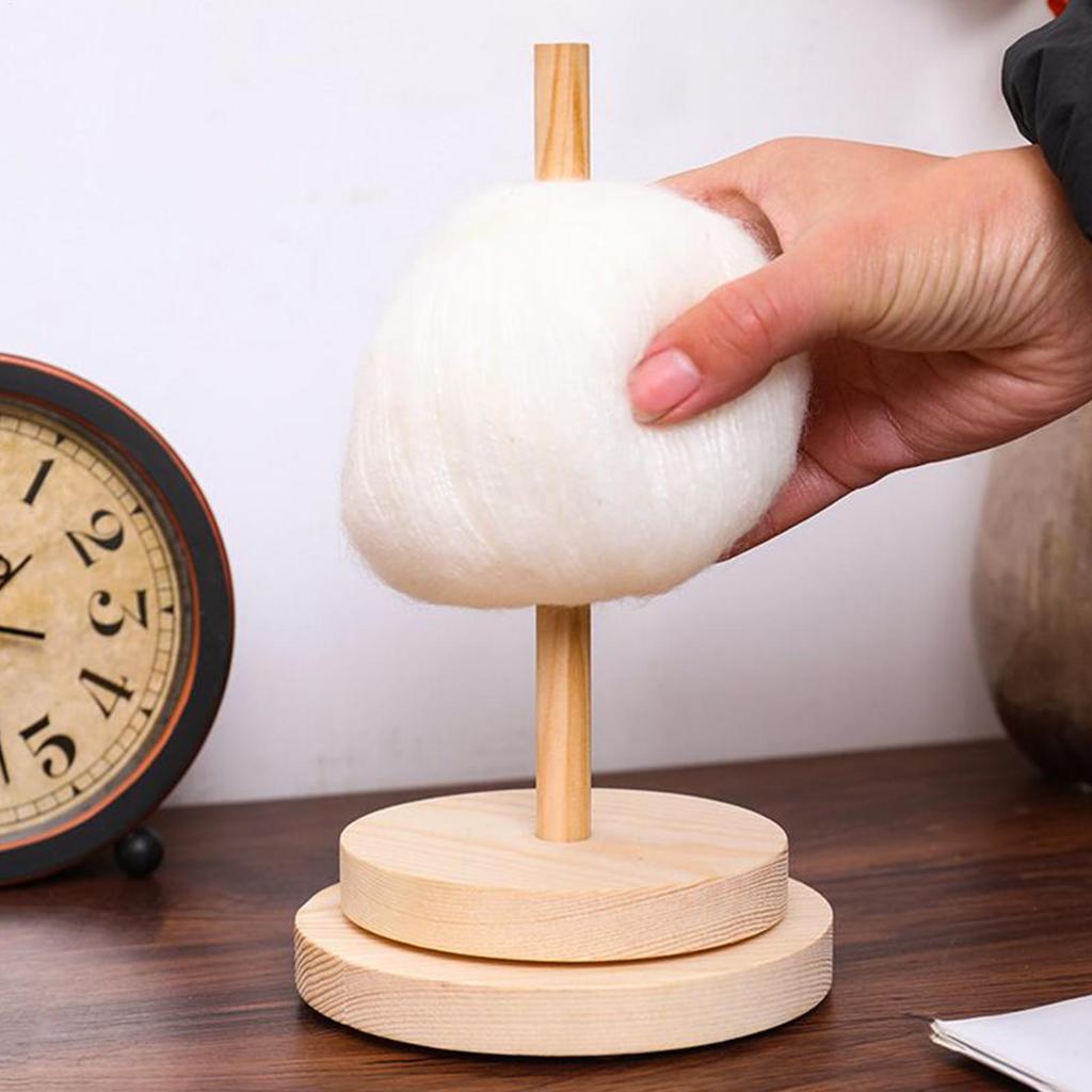 Wood Yarn Stand Yarn Spool Home Braided Yarn Spool Storage Stand Table Top Rotary Ball Wooden Winder Yarn Ball Holder Dispenser