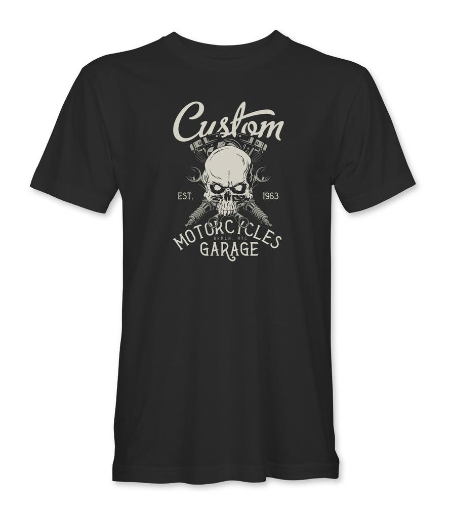 Custom Motorcycle Garage Skull Mens/Unisex T-Shirt Unisex T-Shirt