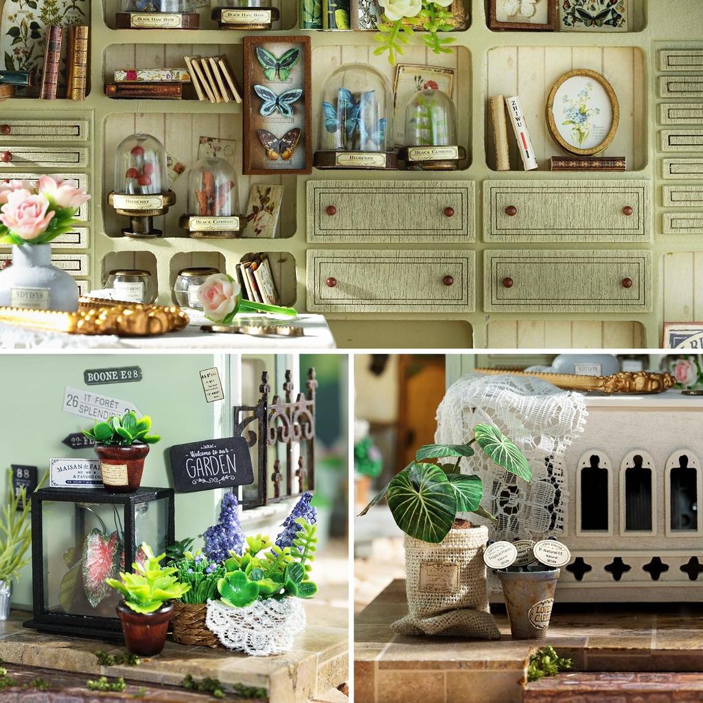 Spilay DIY Wooden Furniture Miniature Doll House Scale Miniature Doll Dust Music Creative Day Gift for Girlfriend and Lover Set, 124 House, Cover,