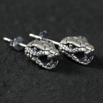 Retro Personalized Venomous Snake Stud Earrings Trendy Men's and Women's 3D Earrings Unique Simple Fashion Cute Ear Jewelry