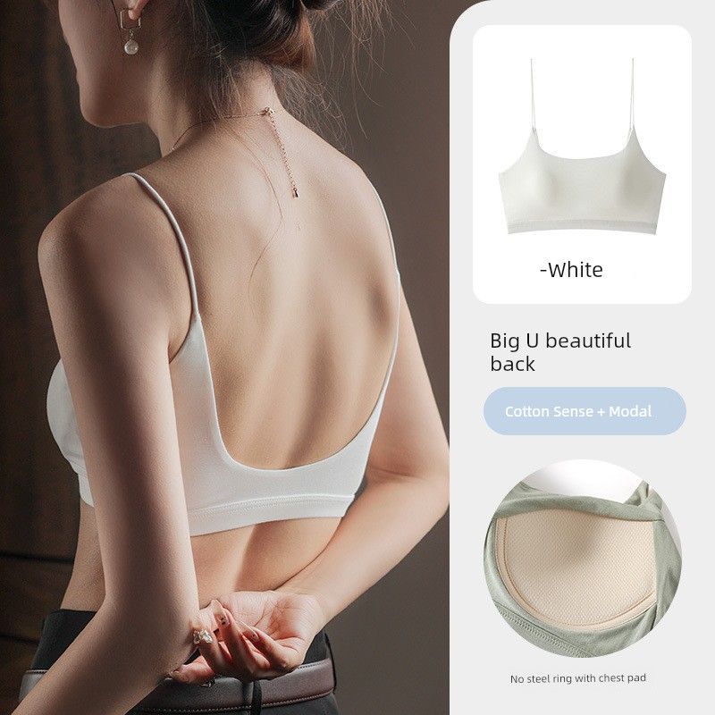 

Beauty Back Inner Workout Clothes Women s Breathable with Chest Pad Breast Holding Strap Sports Bra One-Piece Yoga Vest Bubble Wrap S U-shaped chest-White