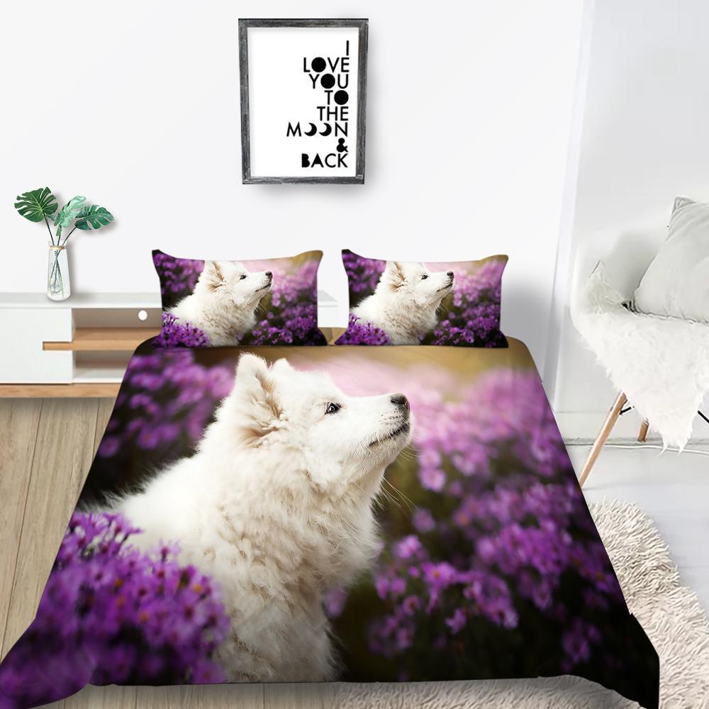 3D Pet Dog Pattern Bedding Set Home Decoration Gift for Boys and Girls Single Bed Double Bed Decoration