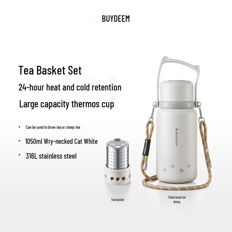 Изолированная кружка-термос для чая с наклоном для кошки Buydeem