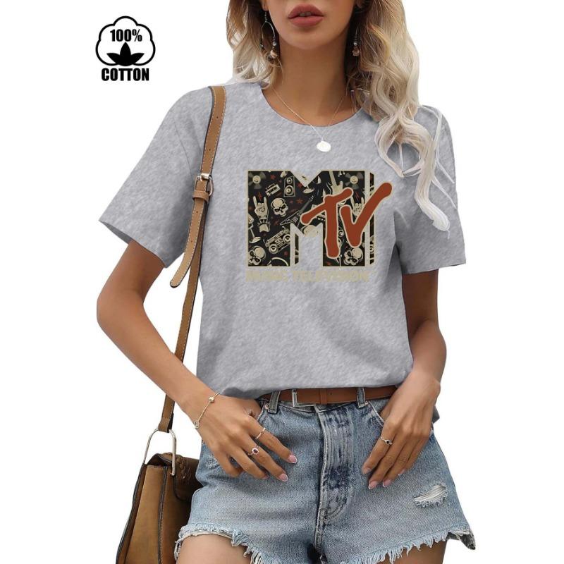 

Женская футболка из чистого хлопка с короткими рукавами и круглым вырезом с принтом XXXL серый